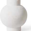 Kokrose White Vase -11.8 Inch Sandstone White Ceramic Vase, Large Rustic Farmhouse Tall Terracotta Vase for Home Decor Living Room, Round Vases for Flowers