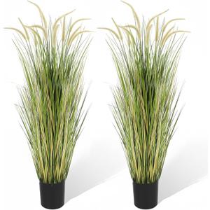 KOL Artificial 5ft 2-Pack Horsetail Reed Grass, 59in Tall Artificial Indoor Outdoor Fake Grass Plant, Home Office Decorative Artificial Plants in Pot Faux Plant Greenery, Wedding Decor