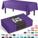 Party Solids Pack Of 12 Premium Plastic Tablecloth 54 Inch x 108 Inch Rectangle Table Cover - Purple