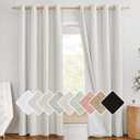 NICETOWN 100% Absolutely Blackout Linen Curtains with Thermal Insulated White Liner, Ivory, W52, 2 Pieces, Noise Reducing Textured Linen Look Curtains for Windows 90 inch Length for Classroom