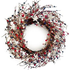 22 Inch Patriotic Wreaths for Front Door, 4th of July Wreath Summer Wreath for Memorial Day Independence Day Farmhouse Porch Window Door Decor