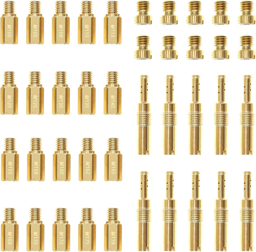 40Pcs Carburetor Jet Kit for PWK Keihin OKO CVK KOSO Crab,Replace SCL-2018090002-ZH-T-01/02 SCL-2018090001/03-ZH-T-01,Include10Pcs Slow Pilot Jets and 30PCS Carburetor Main Jets