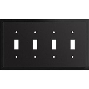 Henne Bery Modern Edge Decorative Wall Plate Switch Plate Outlet Cover, Durable Solid Zinc Alloy (Quad Toggle, Matte Black)