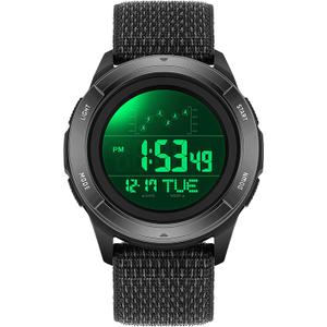 findtime Mens Digital Watch with Nylon Strap Sports Wrist Watches for Men Women with Countdown LED Day Date Dual Time Display Alarm Stopwatch