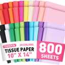 800 Sheets Tissue Paper, 20 Colors 10" X 14" Tissue Papers for Gift Bags Birthday Party Flower Decoration, Colored Tissue Paper Bulk for Packaging