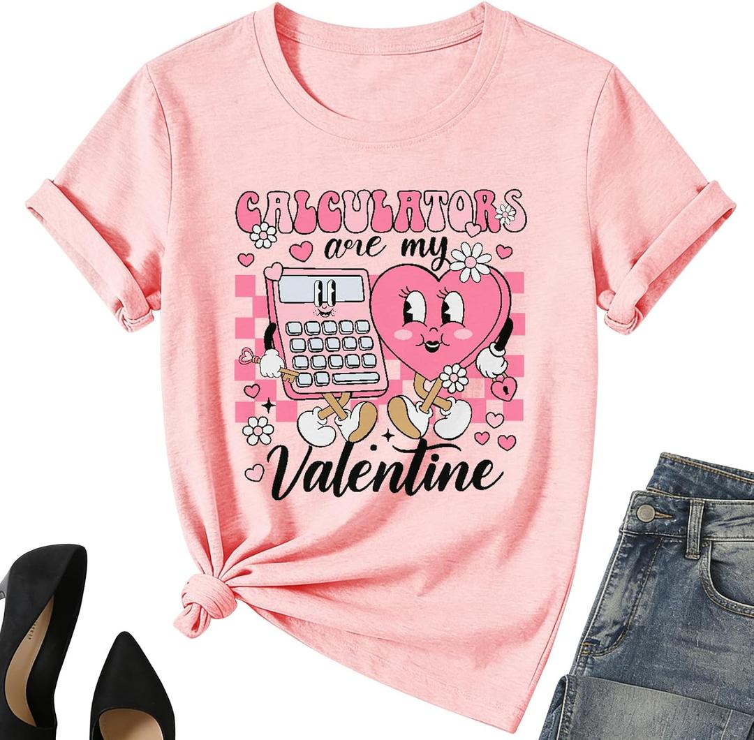 Valentine Day Girl Love Heart Shirt Kids Valentine Day Cute Cat Short Sleeve Love Heart Boy Tee Top (XXL)