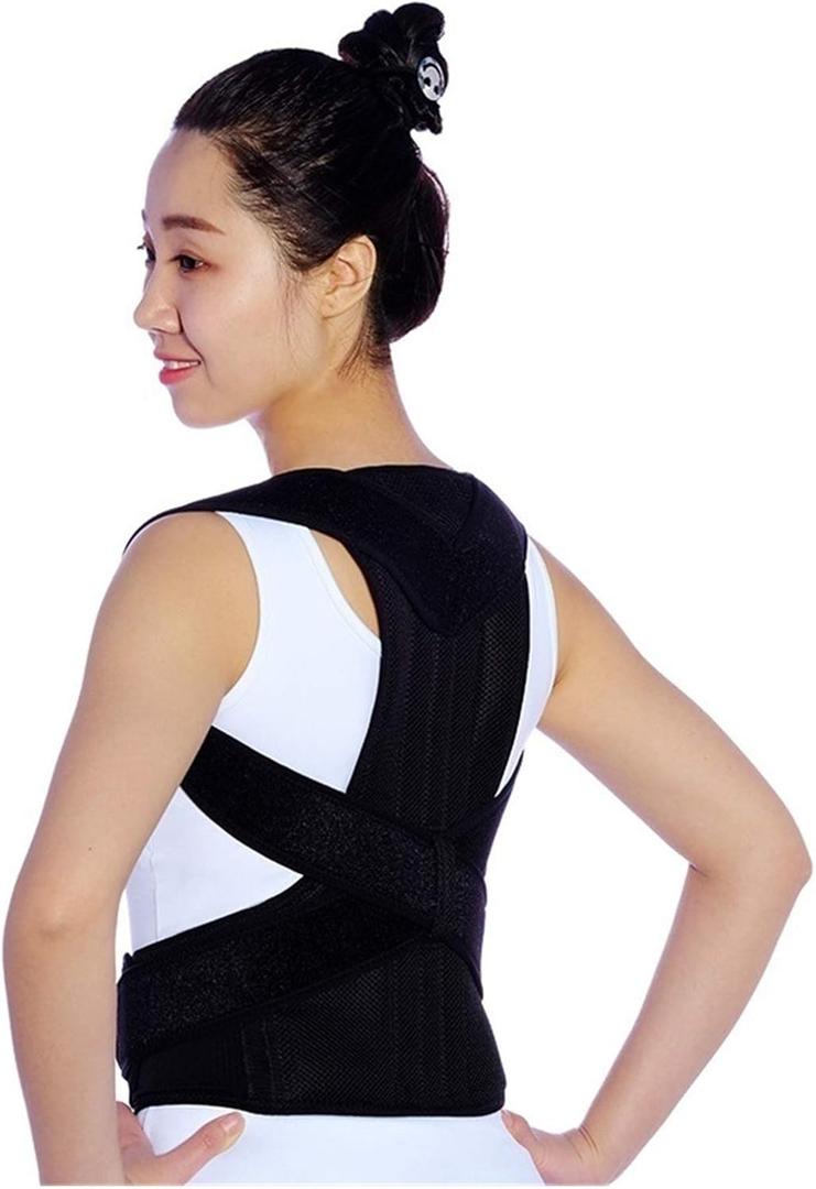 Adjustable Back Corrector Brace Support Belt Spine Shoulder Lumbar Correction Women and Men XXL (10, Black)