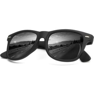 KALIYADI Mens Sunglasses Womens Sunglasses Small Face: Square Polarized Sunglasses-Men for Driving Fishing Golf UV400, A01-matte Black