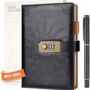 Nicpro A5 Journal with Lock, 300Gsm, 300+300 Page Diary with Lock, Password Notebook Set with Pen & Notebook Refill - Perfect for Men and Women Writing Noting- 8.5 x 5.9 inch Black Leather Hardcover