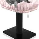 Modern Scratching Post for Indoor Cats - 15 High Cat Scratching Post with Bed Breeds - 15.7 x 11.6 Removable & Washable Cushion (Black Post with Pink Bed)
