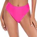 RELLECIGA Women's High Cut Bikini Bottom (Large), Neon Rose
