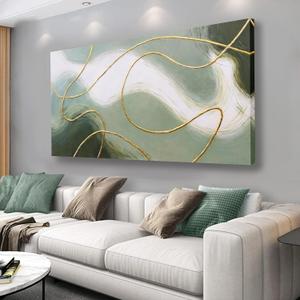 Green Abstract Wall Art Boho Wall Art Modern Art Decor Framed Canvas Painting Home Decor Wall Artwork Living Room Bedroom Restaurant Office Wall Decor 24X48inch (48L" x 24W")