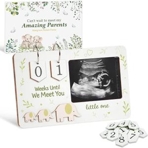 Sonogram Picture Frame, Ultrasound Picture Frames with Baby Countdown Weeks, Best Pregnancy Gifts for Expecting Mom, First Mothers Day Gifts for New Mom, New Parents, Moms Dad To Be (White)