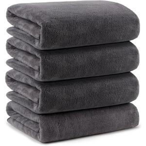 Orighty Bath Towels Pack of 4(27’’ x 54’’) - Soft Feel Bath Towel Sets, Highly Absorbent Microfiber Towels for Body, Quick Drying, Microfiber Towel for Sport, Yoga, SPA, Fitness - Grey