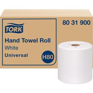 Tork Paper Hand Towel Roll White H80, Universal, 100% Recycled Fiber, 6 Rolls x 800 ft, 8031900, 6 Count