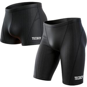 Swim Jammers for Men Competition Training Swimsuit Mens Athletic Swimwear Jammer Bathing Suit Short Pant Tech Tri Black Large
