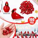 Wesiti 100 Pcs Christmas Mini Resin Red Cardinal Bird Figurines to Hide Tiny Cardinals Miniature Figurine Christmas Ornament for Gift Xmas Miniature Garden Craft Cake Topper Decoration (Elegant)