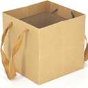 HUAPRINT Brown Paper Bags, 24 Pack Large Gift Bags, 6x6x6inch, Heavy Duty Grocery Shopping Bags, Wedding Party Favor Bags, Square Size, Reusable, Retail Business Packaging Bags