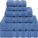 American Soft Linen Luxury 6 Piece Towel Set, 2 Bath Towels 2 Hand Towel 2 Washcloths, 600 GSM 100% Cotton Turkish Towels for Bathroom, Electric Blue Towel Sets