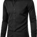 ZEROYAA Men's Long Sleeve Dress Shirt Modern Slim Fit Wrinkle-Free Casual Business Button Up Shirts (Black, S)