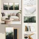 SHENIFY Green Fog Pine Tree Forest Canvas Wall Art Large 24x36in Framed Nature Modern Artwork Prints Decor - Natural Framed