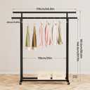 Abiglifty Double Rods Clothes Rack for Hanging Clothes, Clothing Rack with Wheels, Portable Closet Organizer for Laundry, Room (Black)