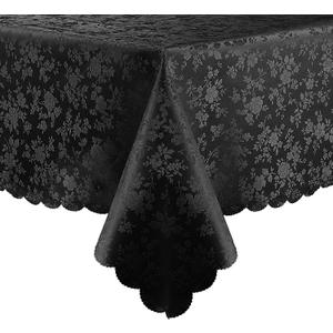Smiry Rectangle Table Cloth, Waterproof Heavy Duty Vinyl Tablecloths, Wipeable Washable Table Cover for Kitchen and Dining Room (Black, 60" X 84")