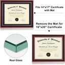 16x20 Diploma Frames 14x17 with Blue Mat - Cherry Red Wood Finish | Shatter-Resistant Glass | for Wall Mounting | Gift for Graduations & Professional Certificate (1 Pack)
