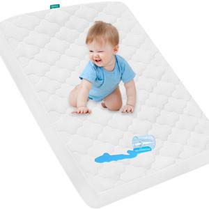 Pack and Play Mattress Protector Cover Waterproof, Pack and Play Mattress Pad Cover Quilted- 39" x 27" for Graco Playard | Mini & Portable Mattresses -Washable Ultra Soft Waterproof Sheets Fitted (White)