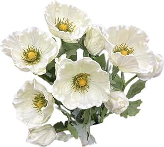 5Pcs Artifical Real Touch PU Anemone Flower Bouquet Room Home Decor (Purple)