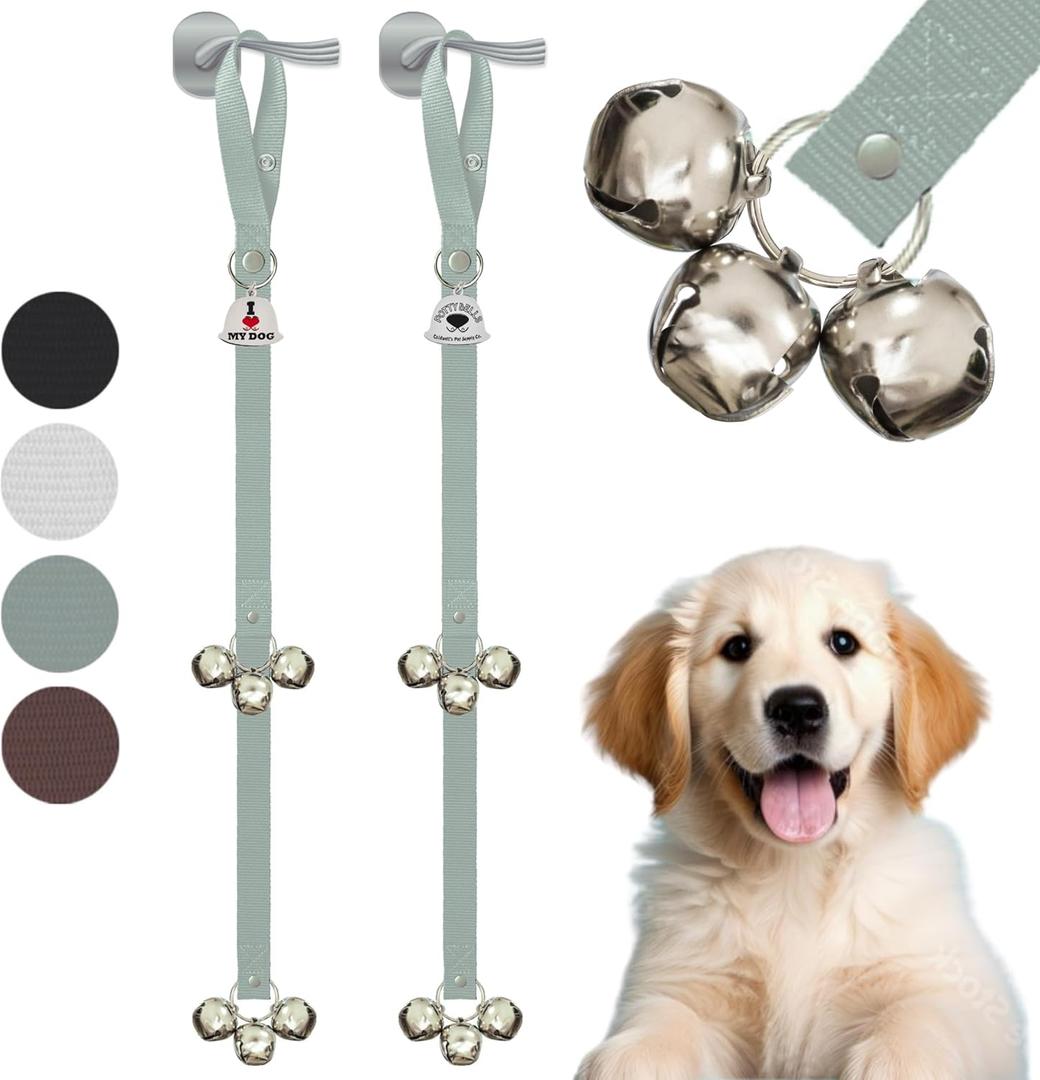 Caldwell's Pet Supply Co. Dog Potty Bells, Dog Door Bell, Bells to Go Outside, Potty Training Bell, Dogs Doorbell, Dogs Potty Doorbell, Ring to Go Pee, All Breed Puppy Training Tool - Gray (Set of 2) (Grey)