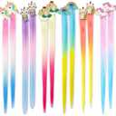 12 Pcs Hair Clips for Girls, Animal Straight Rainbow Hair Extensions for Kids, Little Girl Hair Clips Accessories for Girls Toddler Kids Ponytails