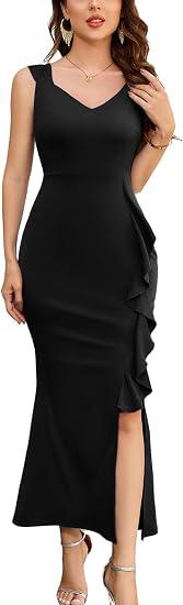 Dressystar 2026 Women's V Neck Bodycon Mermaid Formal Evening Maxi Dress, Large