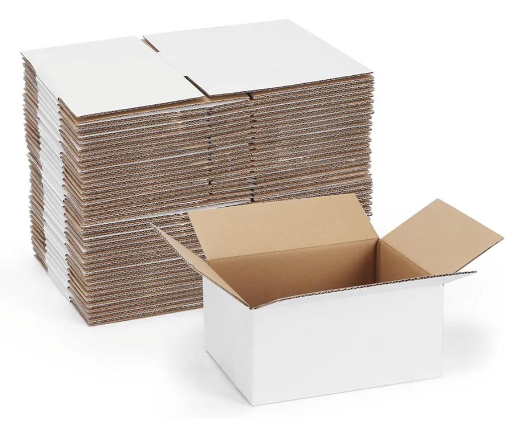 SPEPLA 40 Pack Small Shipping Boxes 8x6x4 Inches, White Corrugated Cardboard Mailing Box for Shipping, Packing, Business
