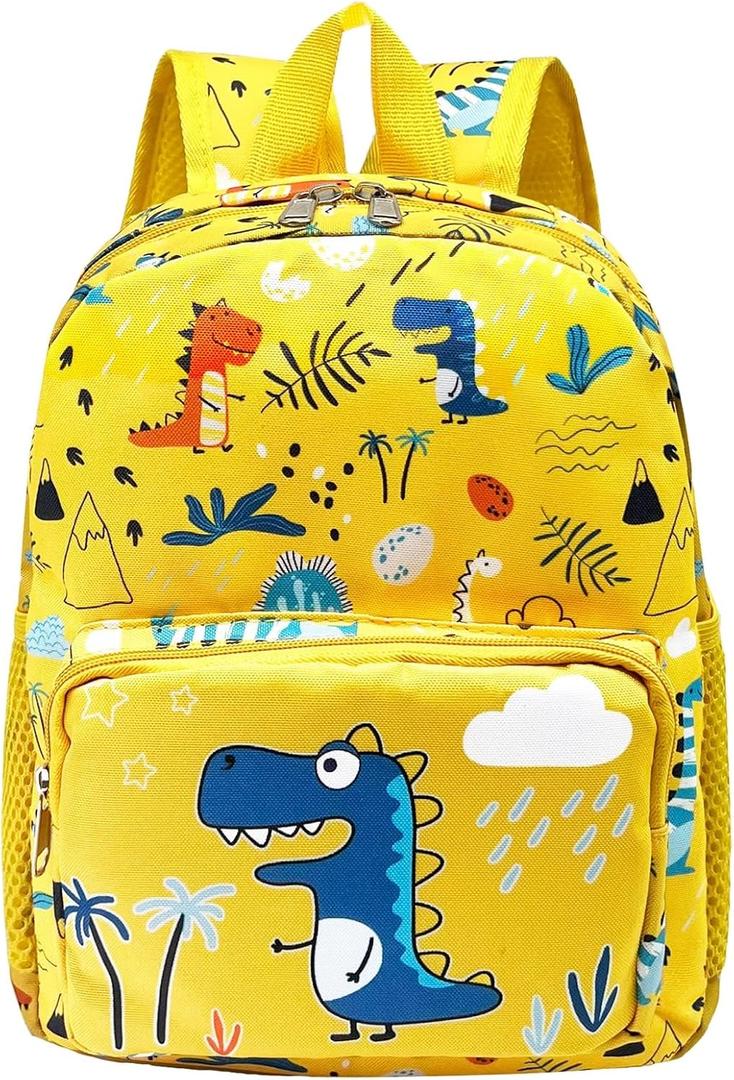 POWOFUN13 inch Kids Toddler Preschool Travel Backpack Cute Cartoon Backpack For Girls Boys Baby (Yellow Dinosaur-1)