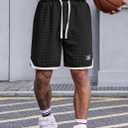 VOGSTART Mens Waffle Sweat Shorts Basketball Athletic Casual Midweight 8'' Inseam Shorts with Pockets (S-XXL) (Black, L)