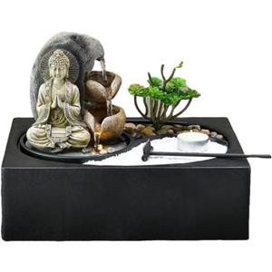 Buddha Water Fountain Indoor, Listening to The Sound of Water Flow can Relieve Your Work Fatigue, Self-Circulating Waterfall Fountain Indoor, Suitable for Home and Office Decoration (The Chan Sect)