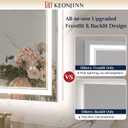 Keonjinn LED Mirror for Bathroom, 36 x 24 Inch, Wall Mounted, Dimmable, Anti-Fog, IP54 Waterproof