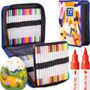 ARTISTRO Dual Tip Acrylic Paint Markers - Easy for All Ages & Levels Acrylic Paint Pens for Fabric, Rocks, Paper, Wood, Canvas, Glass, DIY (Dual Tip Brush + Fine, 72)