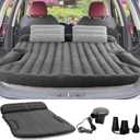 KMZ SUV Air Mattress Thickened and Double-Sided Flocking Travel Camping Bed with 2 Pillows & Electric Pump Dedicated Mobile Cushion Inflatable Bed for SUV Trunk and Rear Seat (Dark Gray), Full