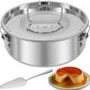 HJJWNDDNG Stainless Steel Flan Pan 1.5QT Capacity Flan Mold with Lid and Spatula, Round Flan Containers for 68QT, Flan Cake Baking Pans, Molde Para Flan