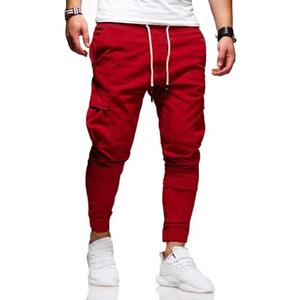 Men's Casual Pants - Cotton Chino Cargo Pants for Hiking and Outdoor Recreation, Drawstring Sweatpants in Twill Track Jogging.Size 32