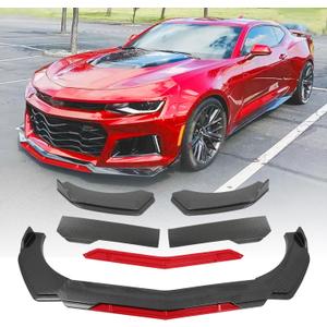 Universal Front Lip for Car 4 PCS Front Bumper Lip Adjustable Carbon Fiber Texture Front Diffuser Protector Wide Body Kit Compatible with Chevy Camaro,Corvette C7 ZR1 2014-2019,Civic