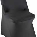 WELMATCH Black Spandex Folding Chair Covers - 50 PCS Special Events Wedding Party Decoration Stretch Elastic Chair Covers (Black, 50)