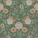 VEELIKE Retro Dahlia Flower Wallpaper Peel and Stick Vintage Green Floral Wallpaper for Bedroom Bathroom Accent Wall 17.7''x118'' Renter Friendly Self Adhesive Floral Contact Paper for Cabinets Drawer