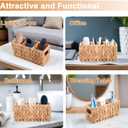 Wicker Party Silverware Caddy, Small Water Hyacinth Plastic Cutlery Utensil Holder, Hand Woven with Handles, Kitchen Countertop and Picnic flatware Organizer