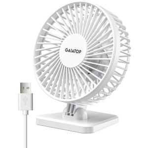 Gaiatop USB Desk Fan, Small But Powerful, Personal Portable Quiet 3 Speeds, Adjustable Mini Table Desktop fan for Cooling Home Office Car Summer Travel Gifts White