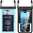 [Up to 8.5" Waterproof Phone Pouch - 2 Pack Waterproof Phone Case for iPhone 16 15 14 Pro Max Galaxy S25 S24 Ultra, IPX8 Dry Bag with Lanyard for Beach Travel Essentials (Black+Green)