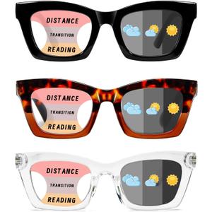 Hubeye Progressive Reading Glasses For Women Fashion Style Blue Light Blocking Computer Multifocus Square Reader