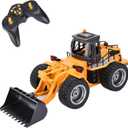 Top Race 6 Channel Full Functional Front Loader RC Remote Control Construction Toy Tractor Lights & Sounds 2.4Ghz Remote Control Tractor Toys Bulldozer RC Construction Vehicles Boy Toys